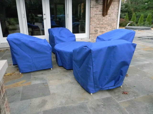 Chair and Table Cover Sunbrella Canvas Pacific Blue