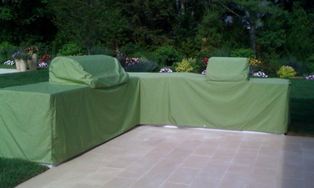 Double Grill Island Cover Sunbrella Gingko