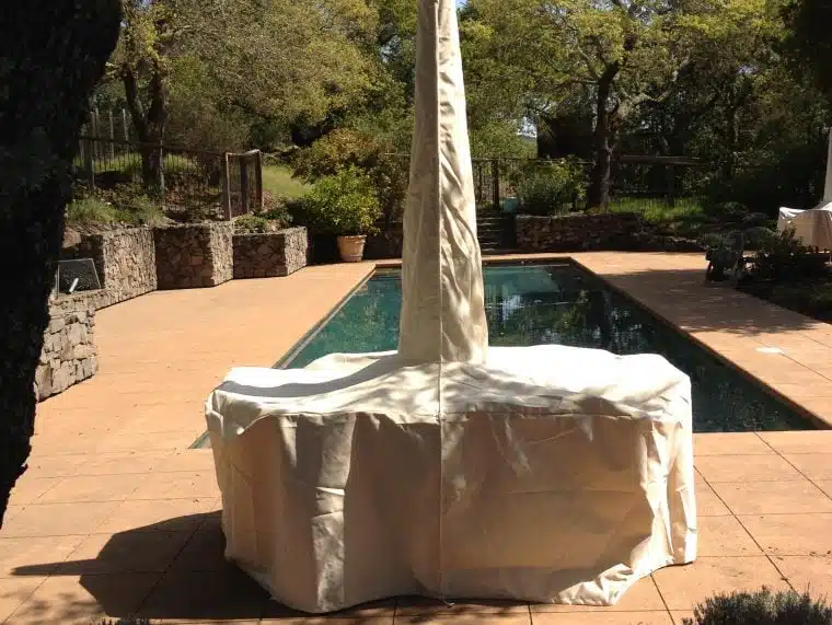 custom made garden table with umbrella