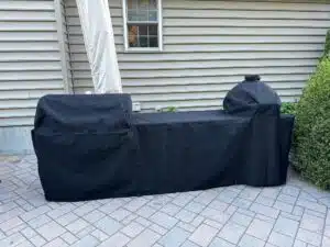 Custom Island Grill and Green Egg Cover Sunbrella Black