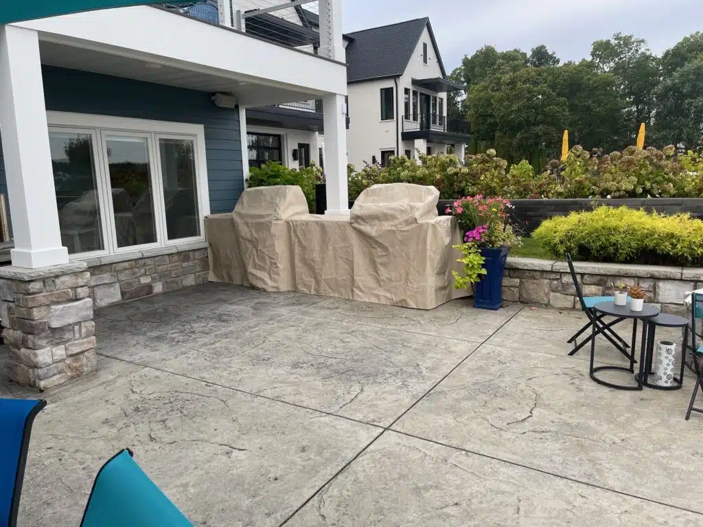 Custom Outdoor Kitchen Island Cover with Dual Grills