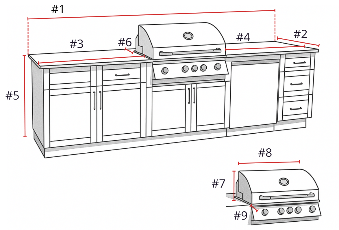 Standard Outdoor Kitchen Island Diagram
