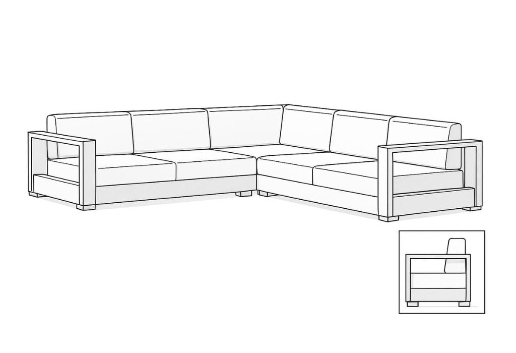 L Shaped Sectional 3D Preview