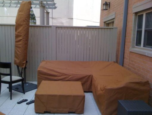 L-Shape Sofa Umbrella and Ottoman Cover Sunbrella Tan