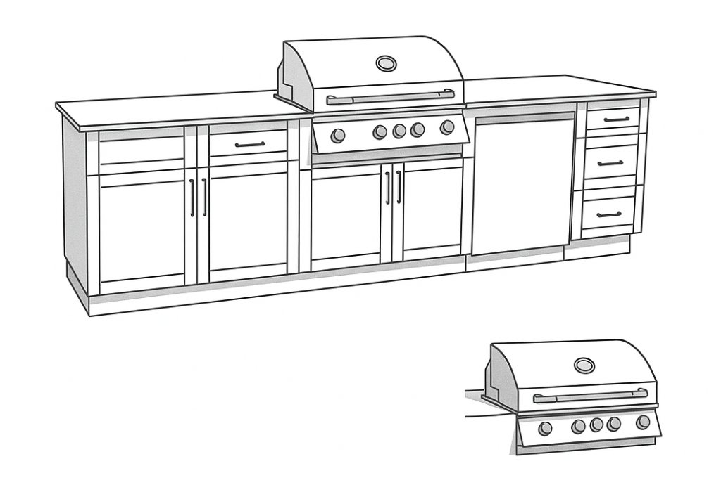 Rectangle Island Grill 3D Diagram